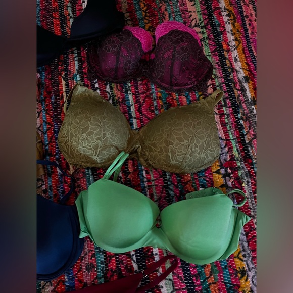 💜 VICTORIAS SECRET EUC PADDED PUSH-UP BRA PANTIES LOT OF 8 36D LARGE XL - Picture 3 of 8